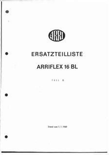 Arri Arriflex 16 BL manual. Camera Instructions.